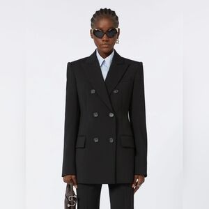 Sportmax-MaxMara Black Double-Breasted Tailored Blazer-Size 2, Office Suit